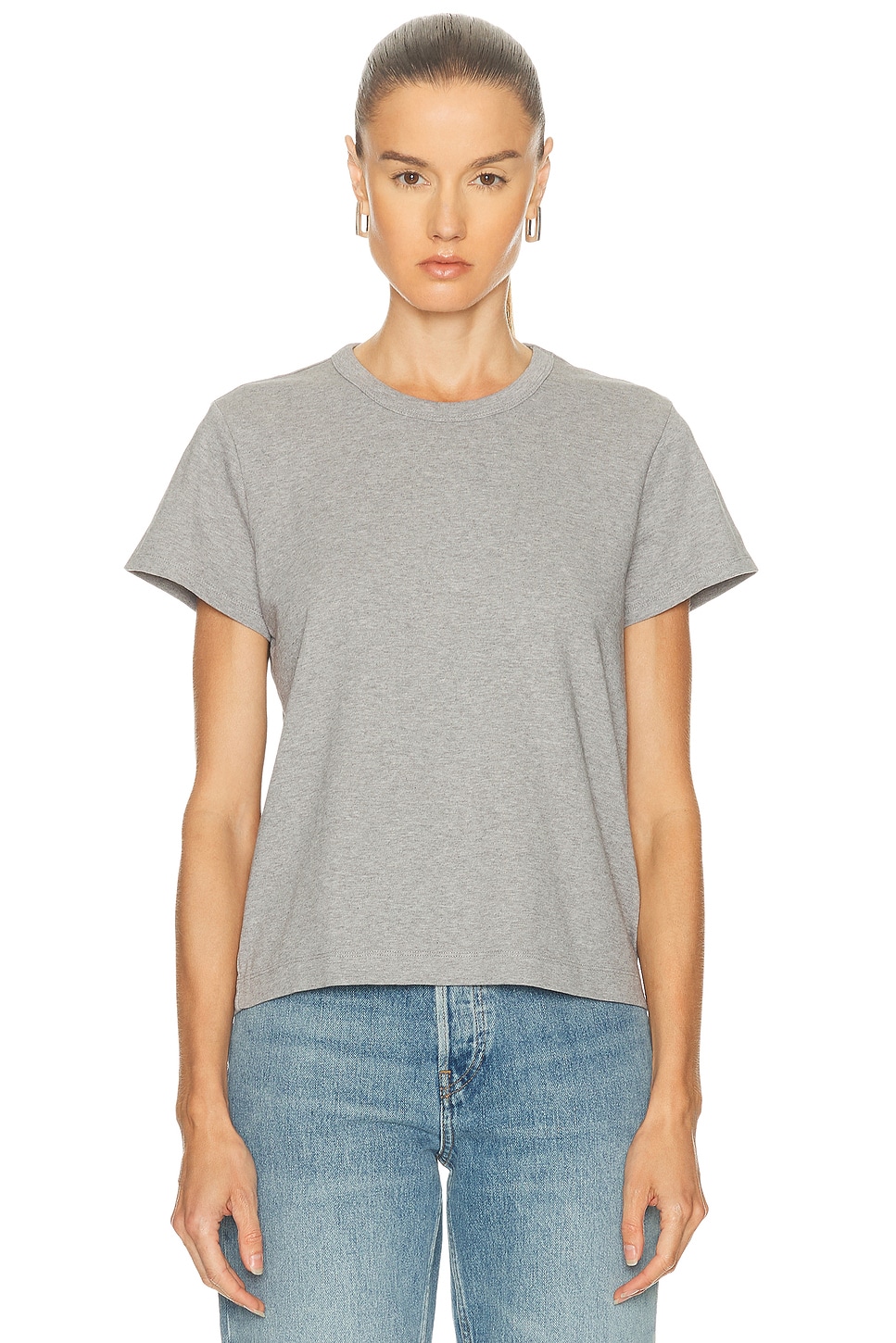 EAVES Lene Boxy Tee in Heather Grey - Grey. XS also in XXS, S, M