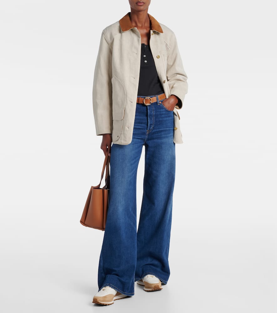 Valentina suede-trimmed leather sneakers