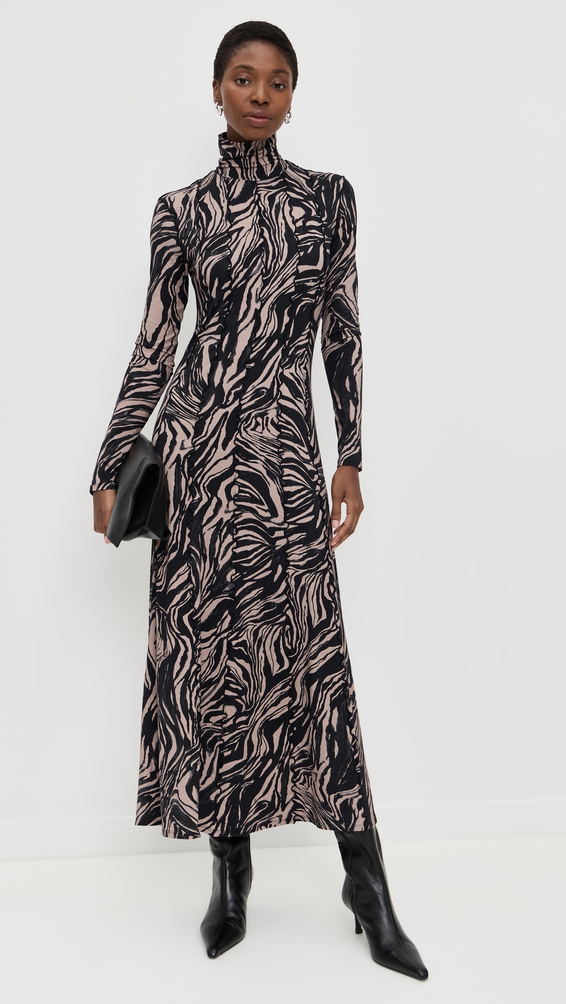 Mabel Dress in Marble Jersey Fawn Multi