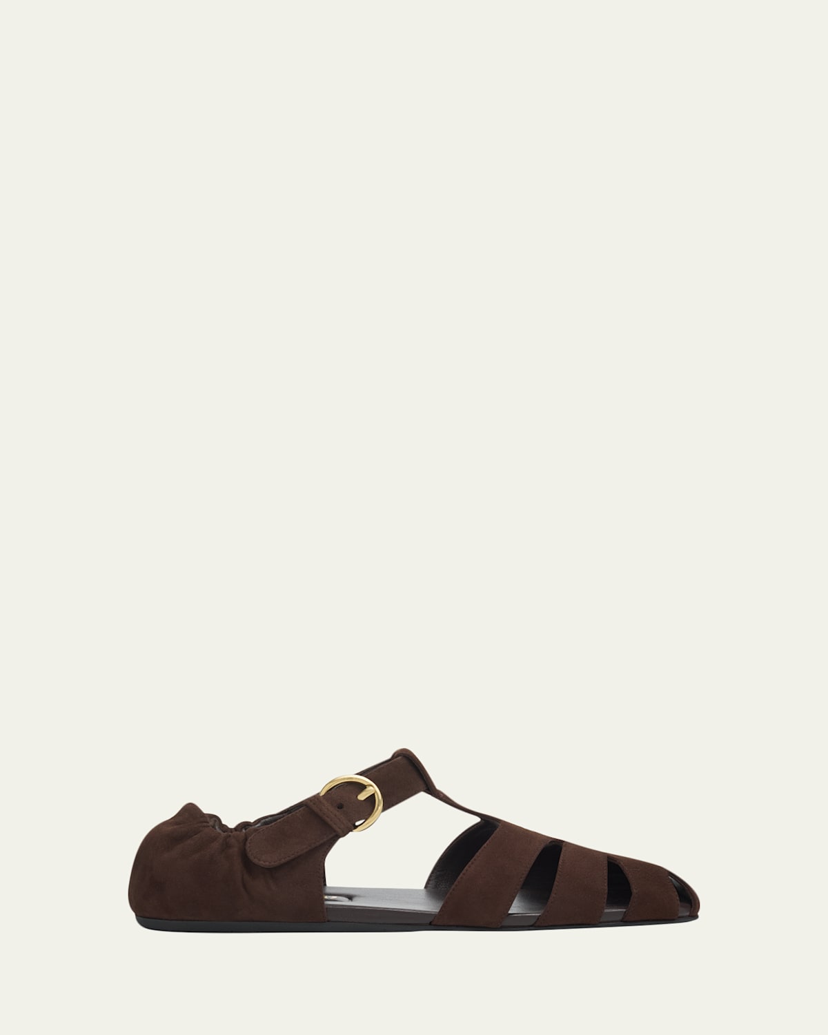Ruched Suede Fisherman Sandals