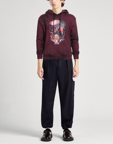 Man Sweatshirt Plum Size L Cotton