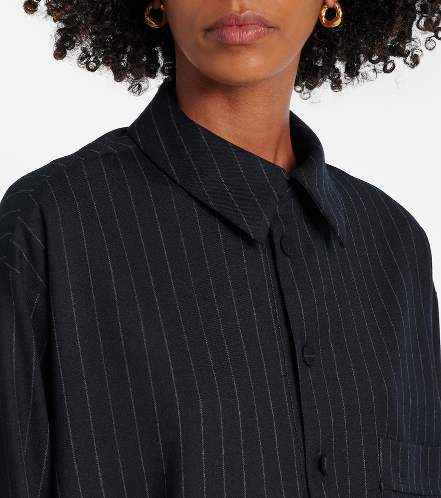 Pinstripe wool-blend shirt