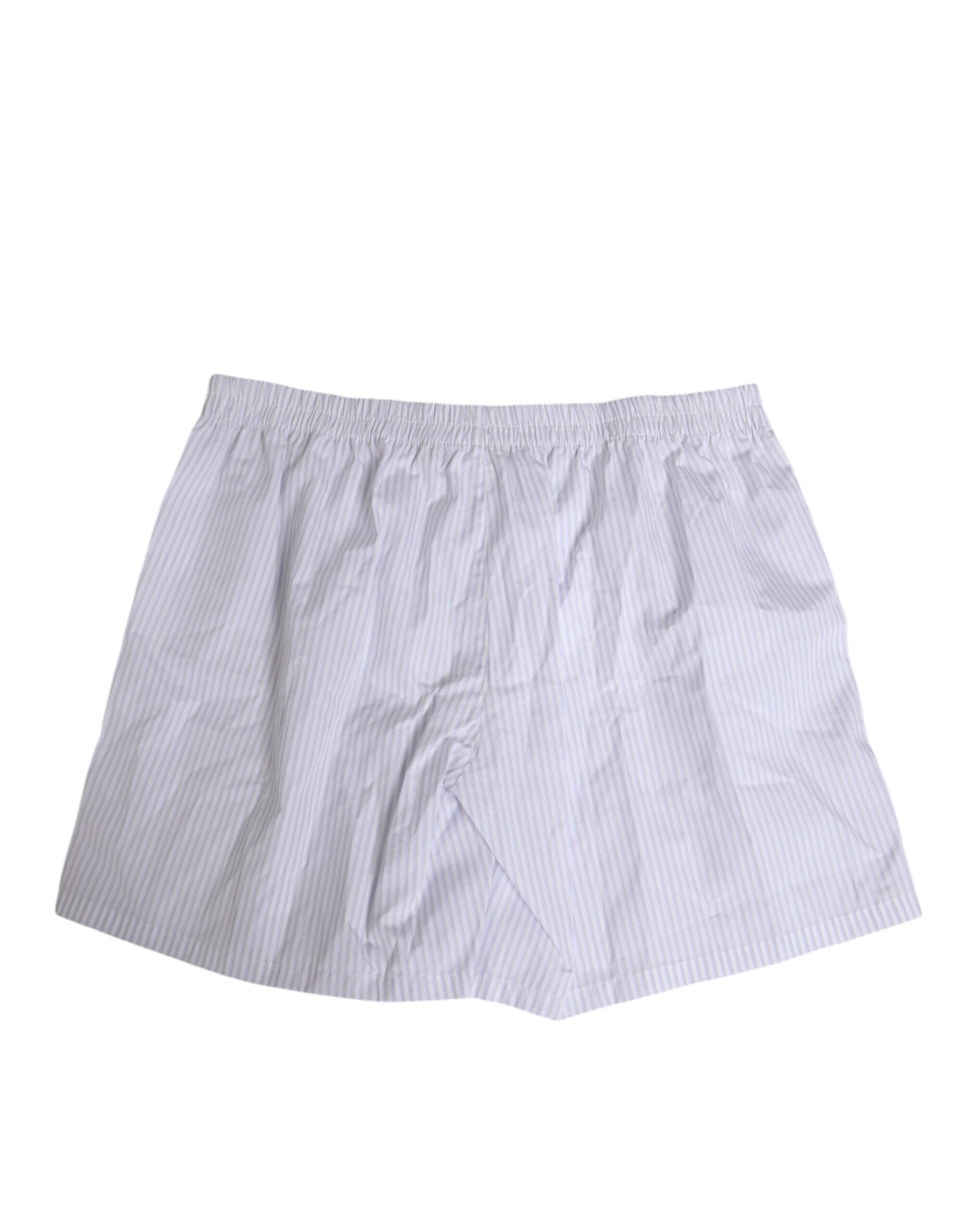Cotton Striped Shorts — White