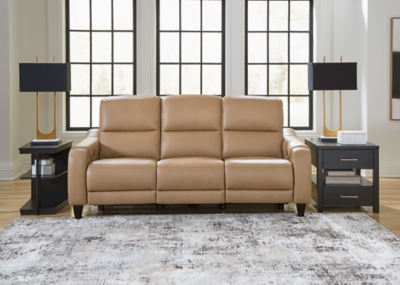 Mosswell Dual Power Leather Reclining Sofa Leather, Toffee