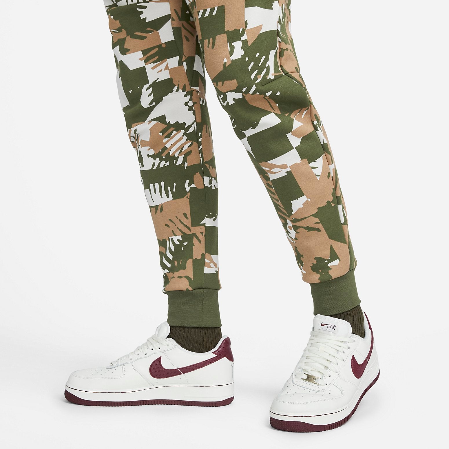 Sportswear Tech Fleece All Over Print Jogger Pants 'Light Bone Rough Green'
