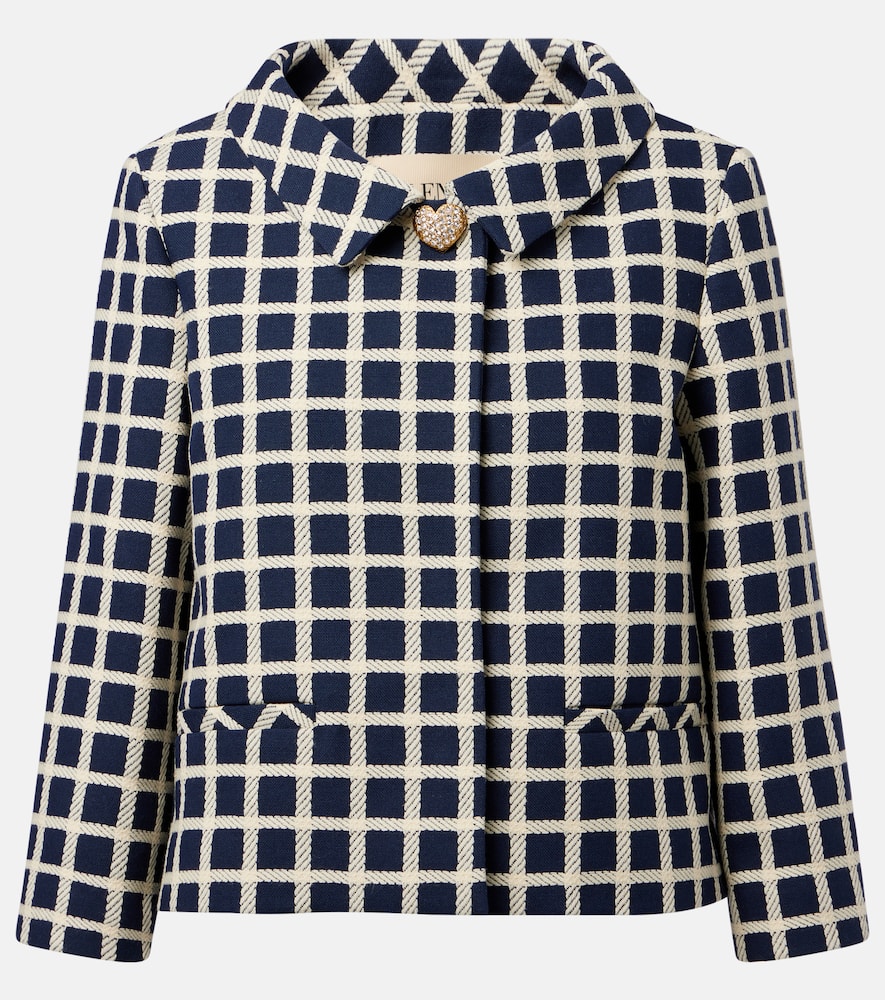 Checked wool and cotton-blend jacket