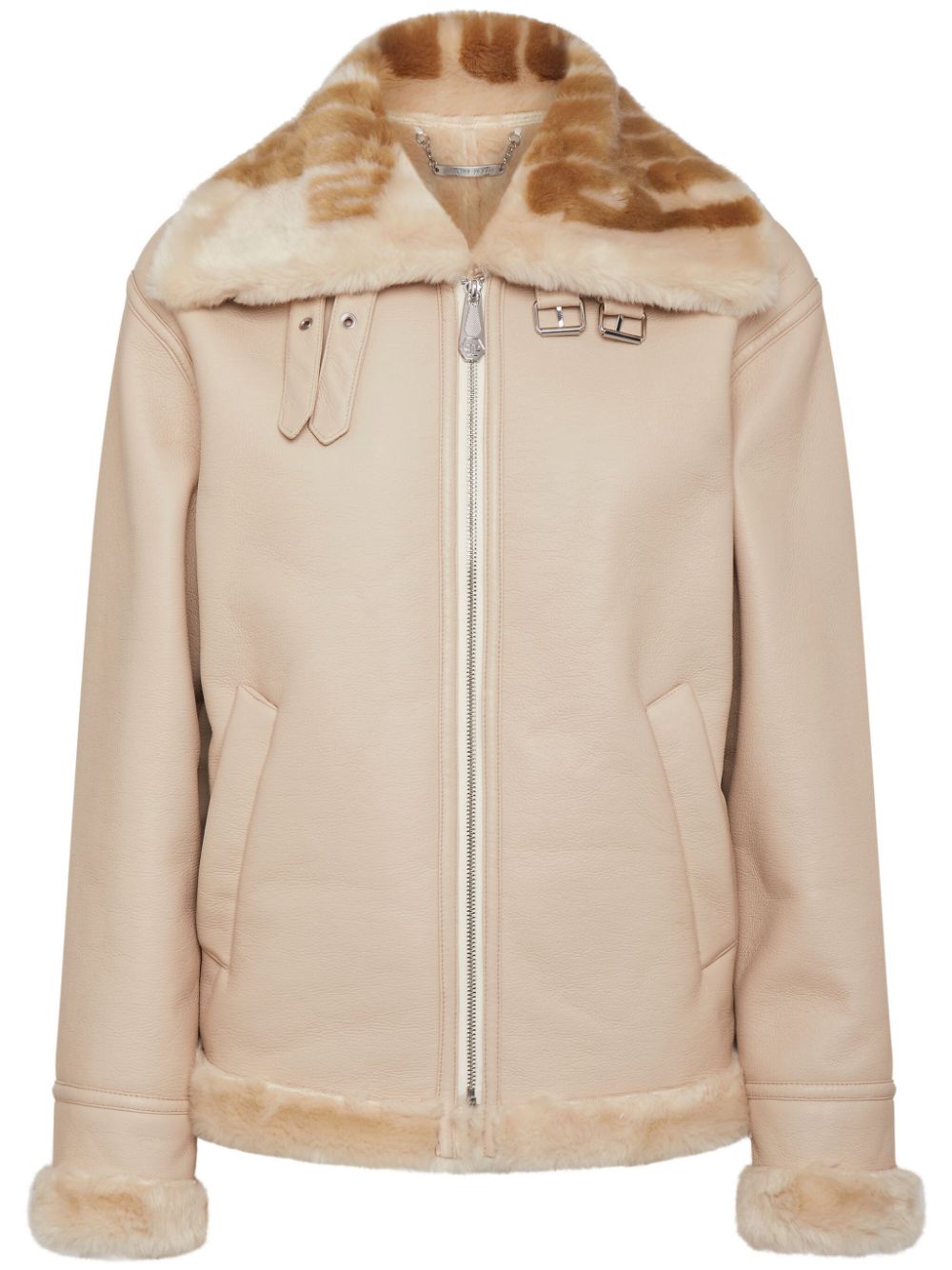 Faux-shearling aviator jacket - Neutrals