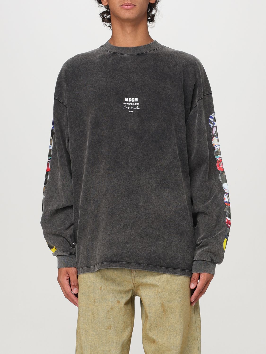 Printed long-sleeve T-shirt - Grey