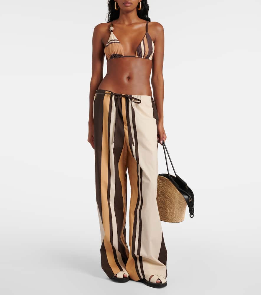 Savanna striped cotton wide-leg pants