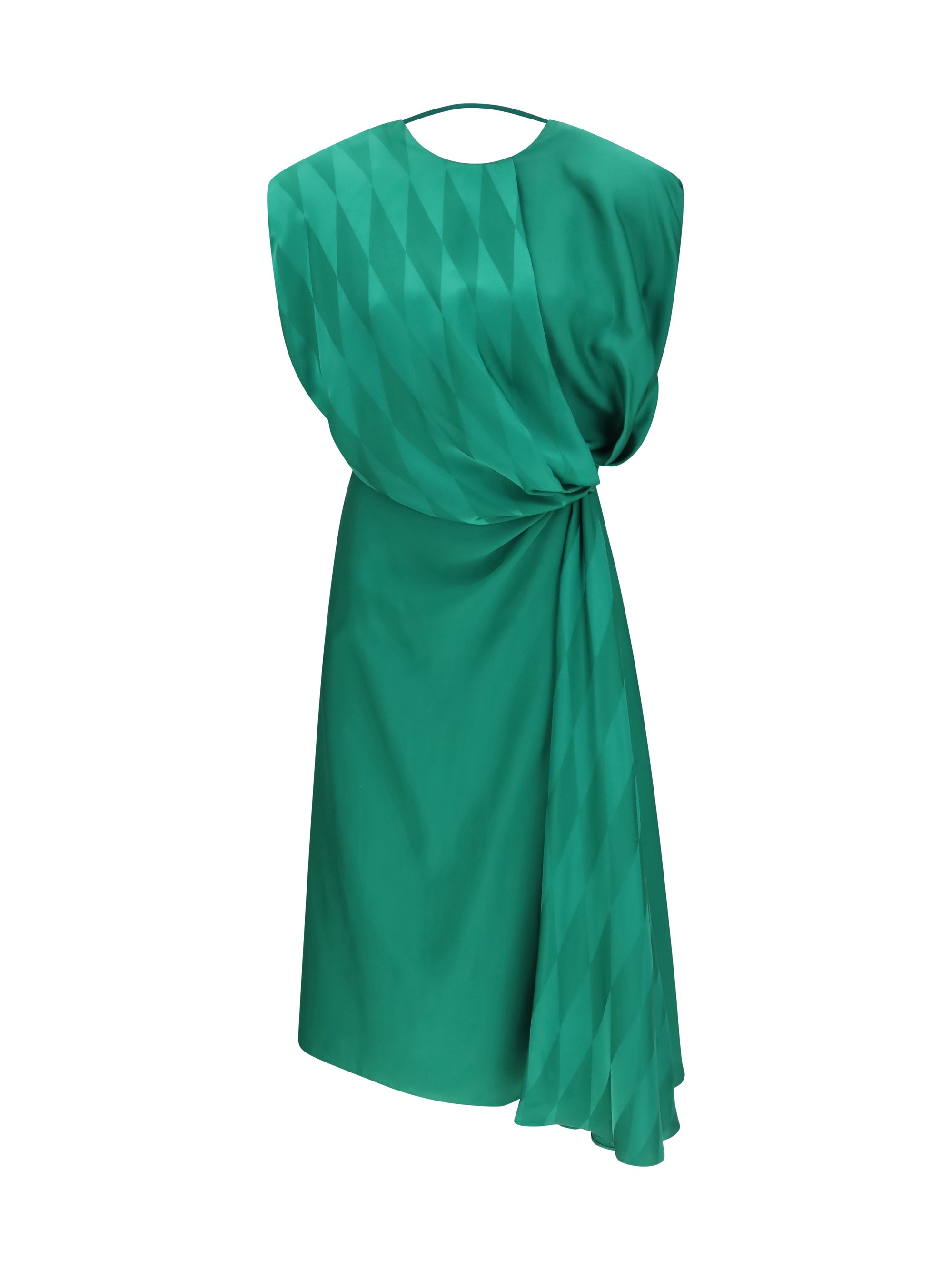 Silk Twist-Waist Midi Dress — Green