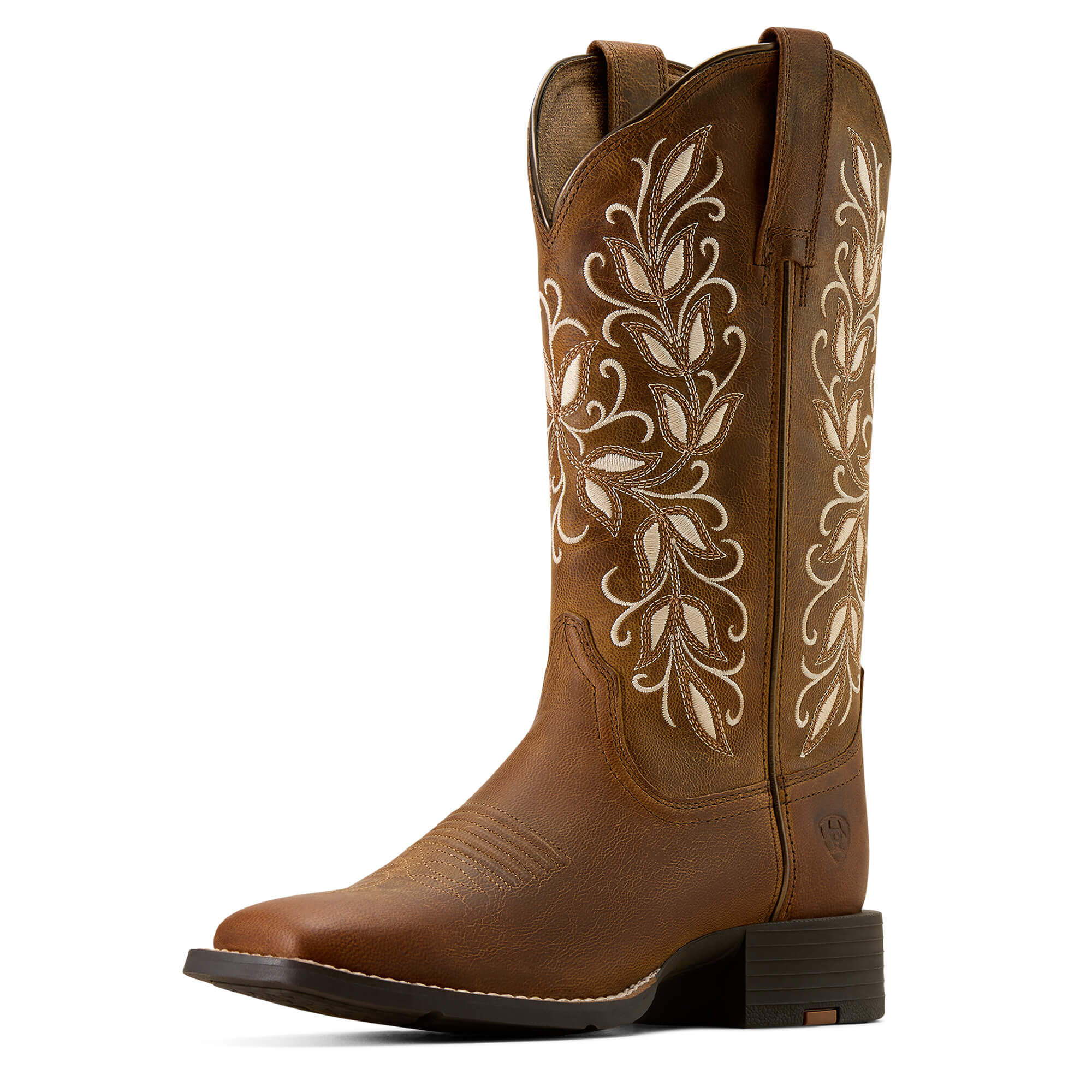 Women's Round Up Holly Wide Square Toe Western Boots in Pearl, B Medium Width, Size 3, by