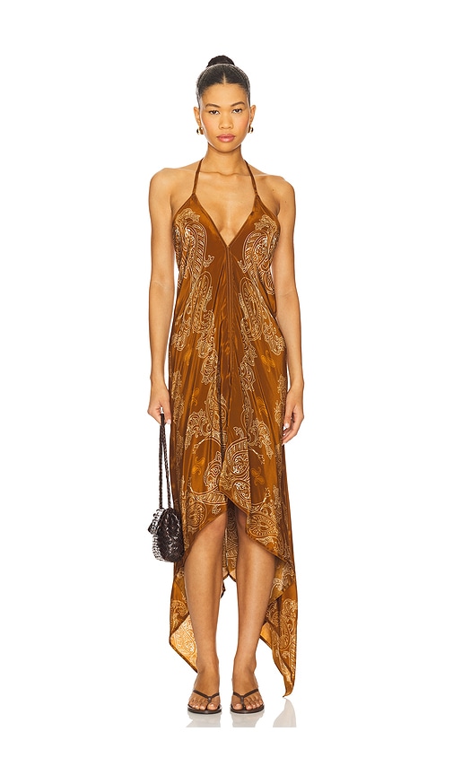 ROCOCO SAND ROBE ASYMÉTRIQUE BASE FOULARD en Brown.  XL. Also en