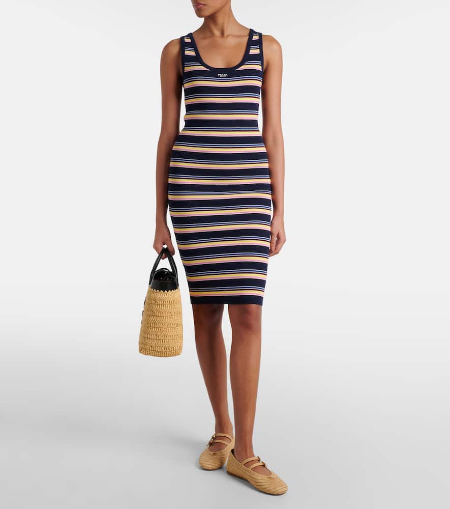 Prada Striped cotton midi dress
