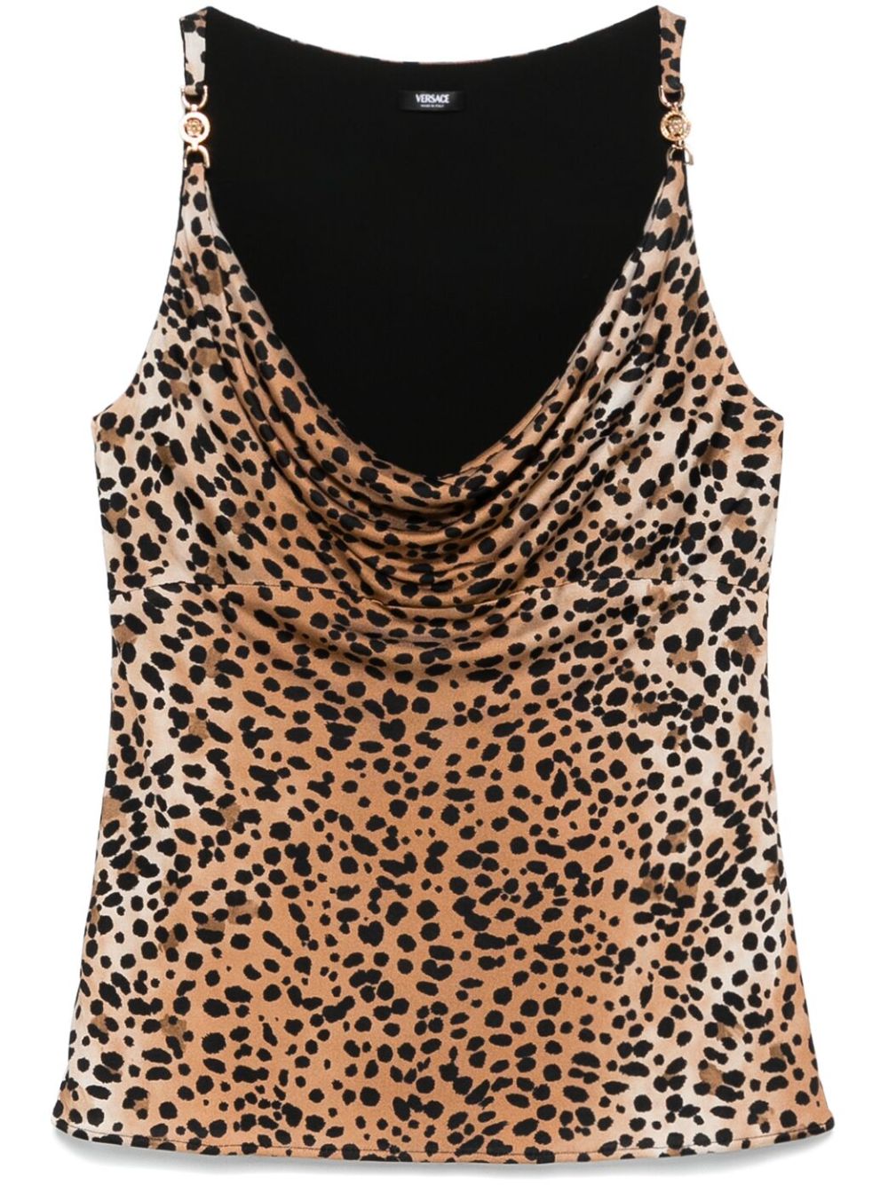 Leopard-print cowl-neck top - Brown