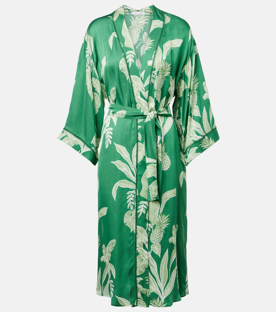 Poupette St Barth Erica floral satin kaftan