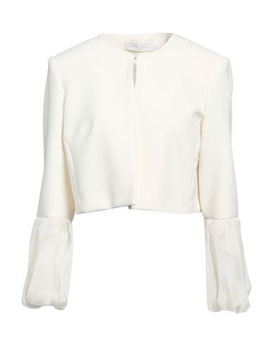 Woman Jacket White Size 12 Polyester, Elastane