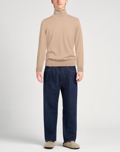 Alpha Studio Man Turtleneck Sand Size 36 Merino Wool