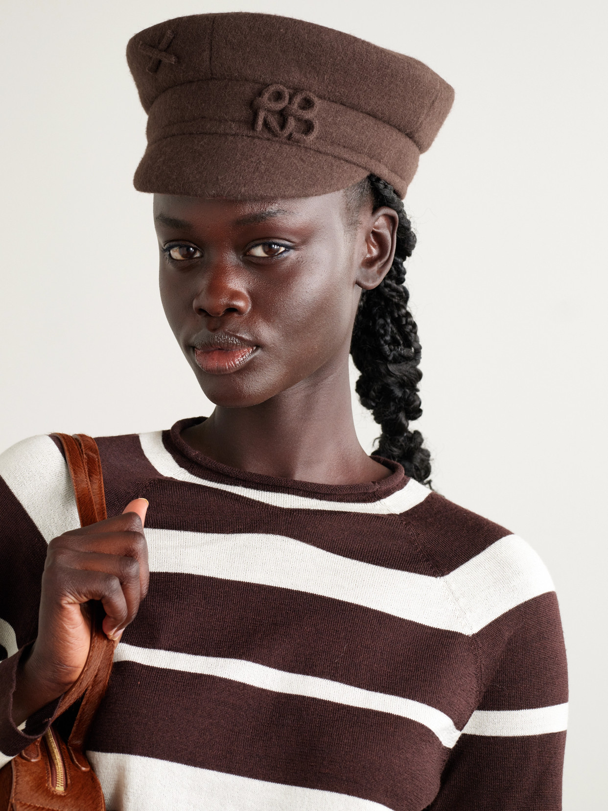Appliquéd Wool-blend Hat - Brown