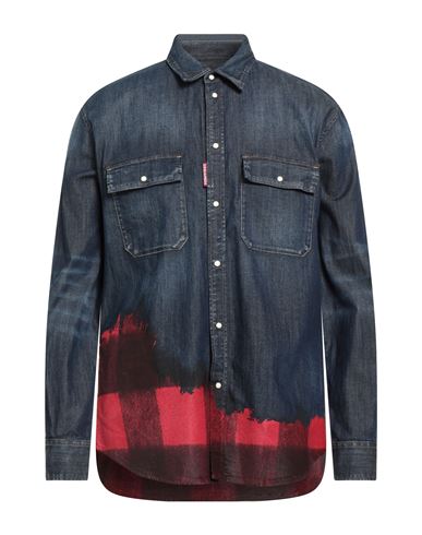 Man Denim shirt Blue Size 38 Cotton, Elastane