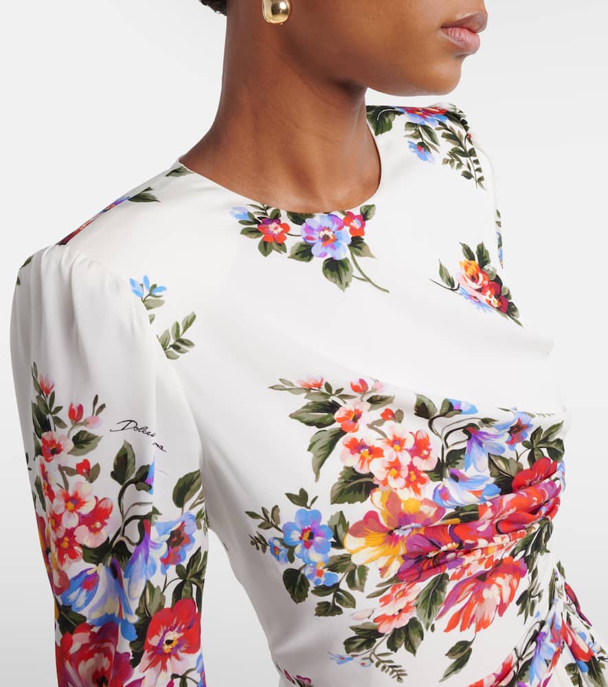 Floral silk-blend charmeuse gown