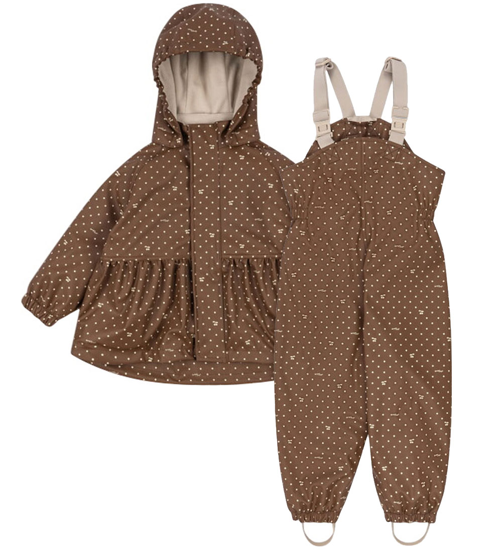 Konges Sløjd Rainwear M/u Suspenders w. Fleece - PU - Rainy Palm - Konges Sløjd - 7-8 Y 122-128 - Rainwear