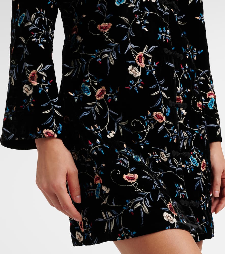 Delphina embroidered velvet minidress