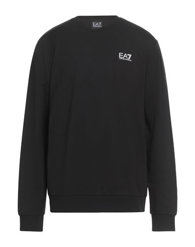 Man Sweatshirt Black Size 3XL Cotton, Elastane