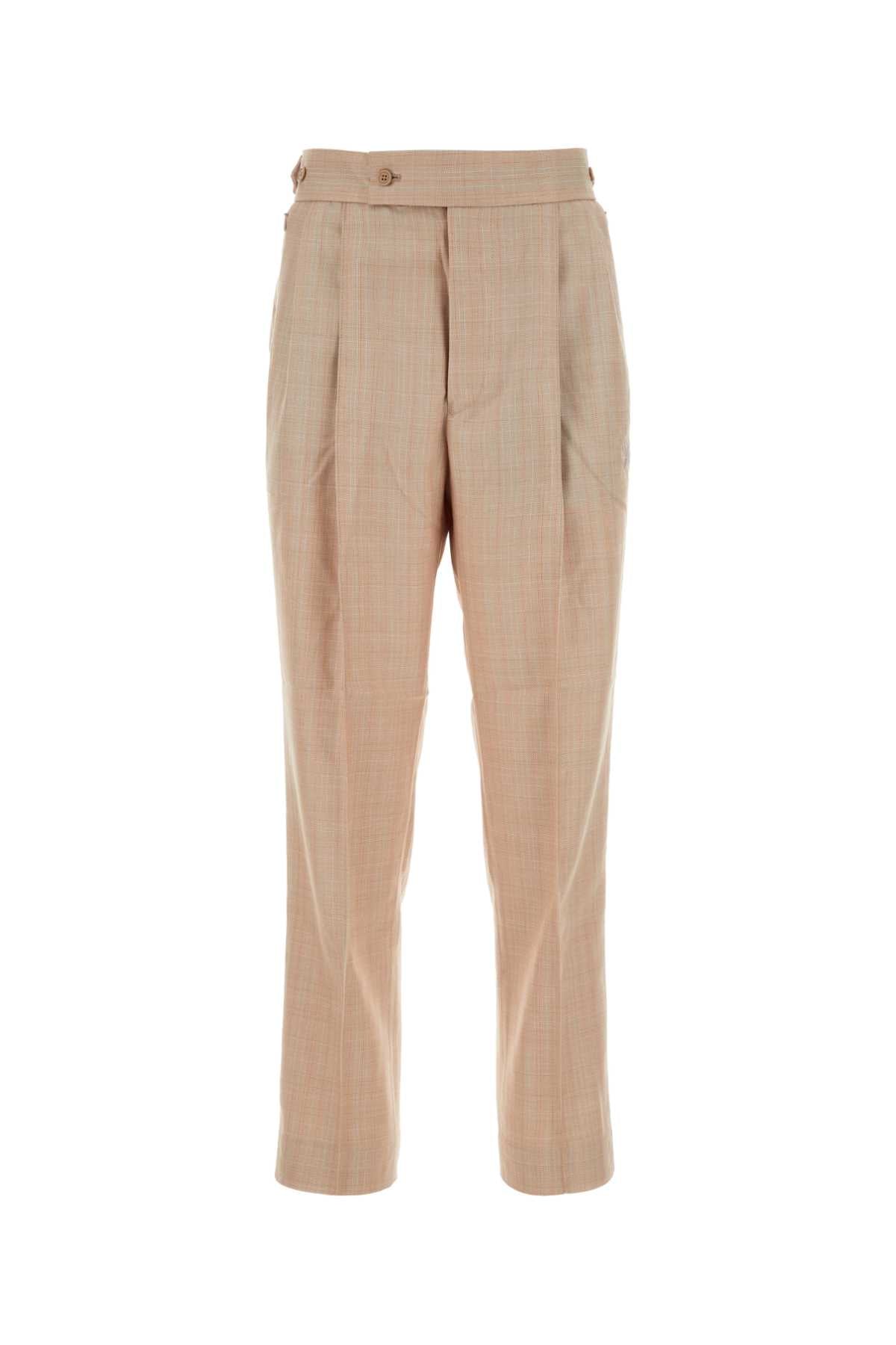 Wool-Blend Tailored Trousers — Beige