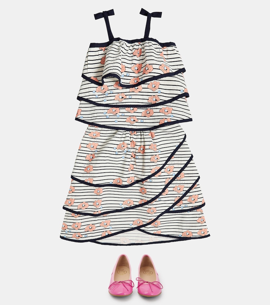 Striped cotton tiered top