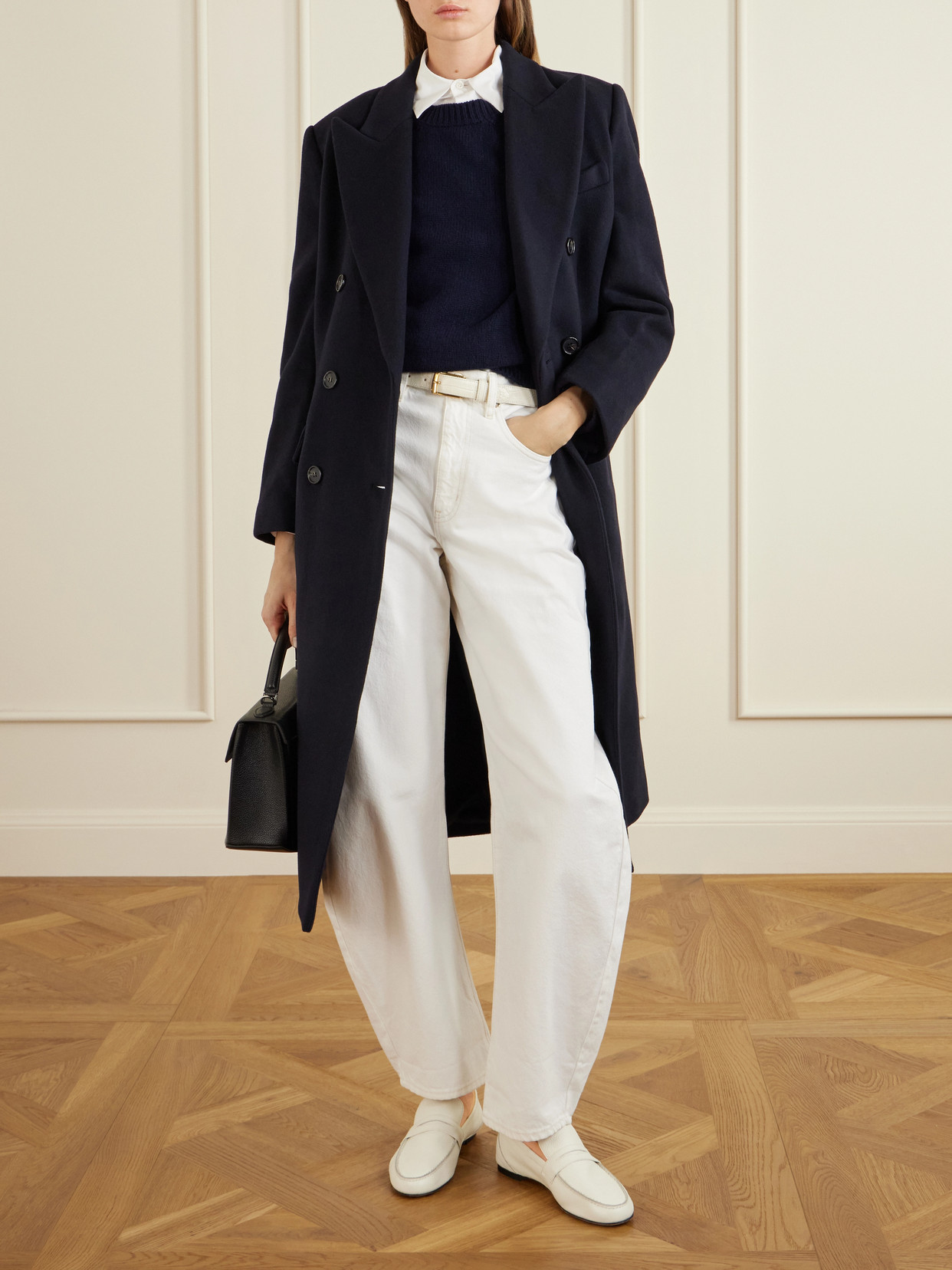 Double-breasted Wool-blend Coat - Blue