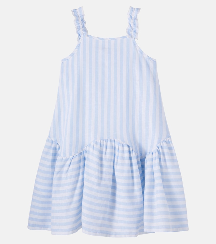 Striped linen-blend dress