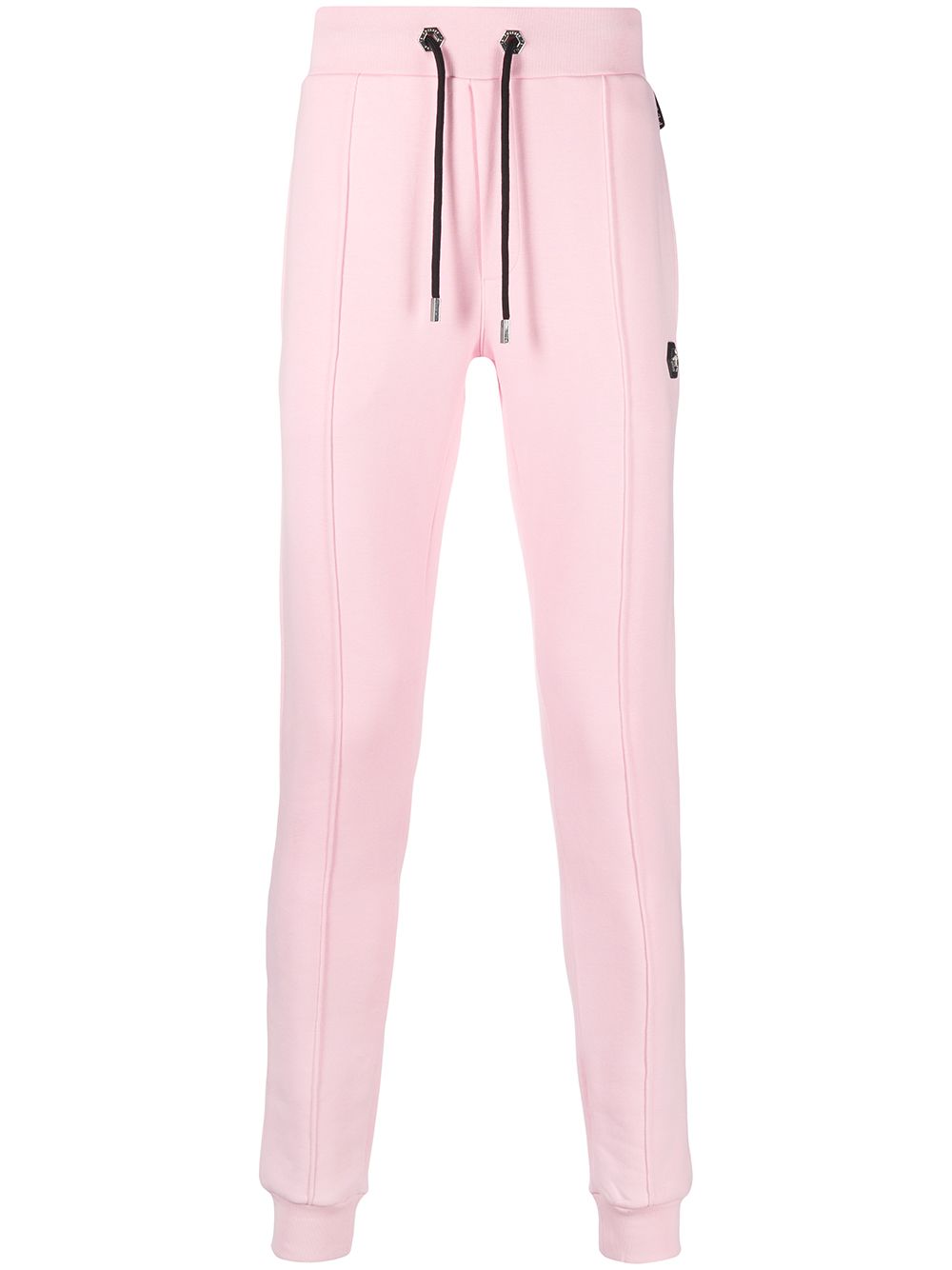 Skinny-fit track pants with logo patch - Pink