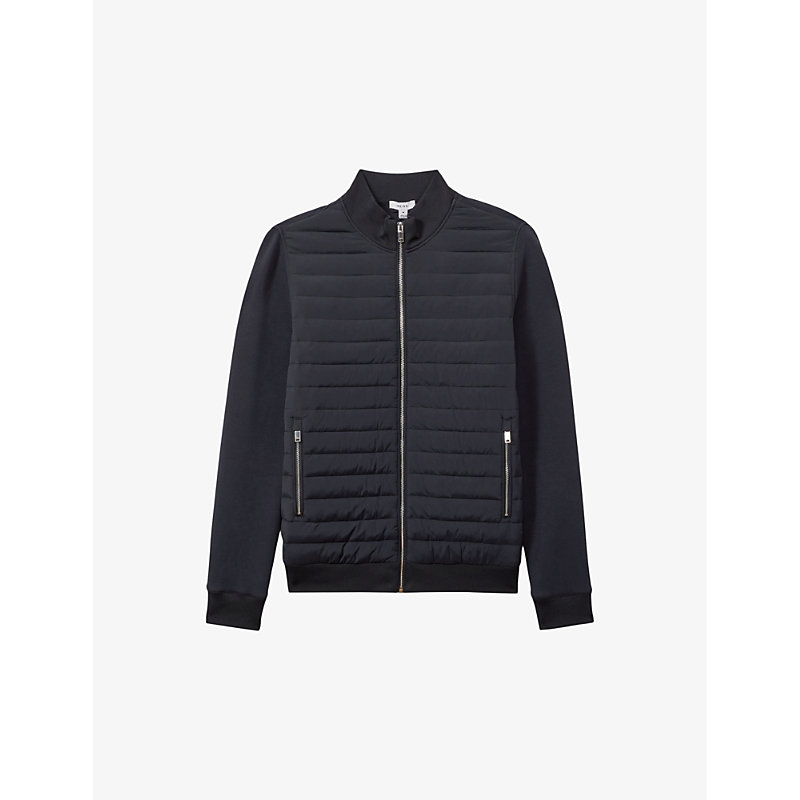 Mens Navy Freddie Hybrid Regular-fit Quilted Cotton Jacket