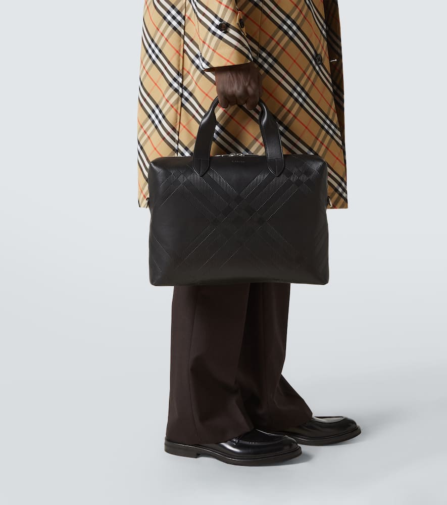 Burberry Burberry Check debossed leather briefcase