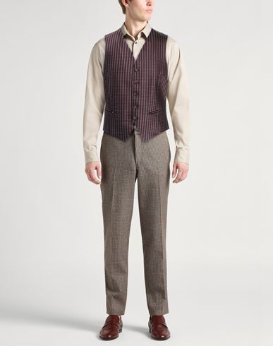 Trussardi Man Tailored Vest Burgundy Size 38 Silk