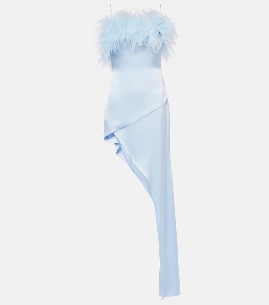 David Koma Asymmetric feather-trimmed cocktail dress