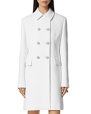 Spread-collar double-breasted coat - White