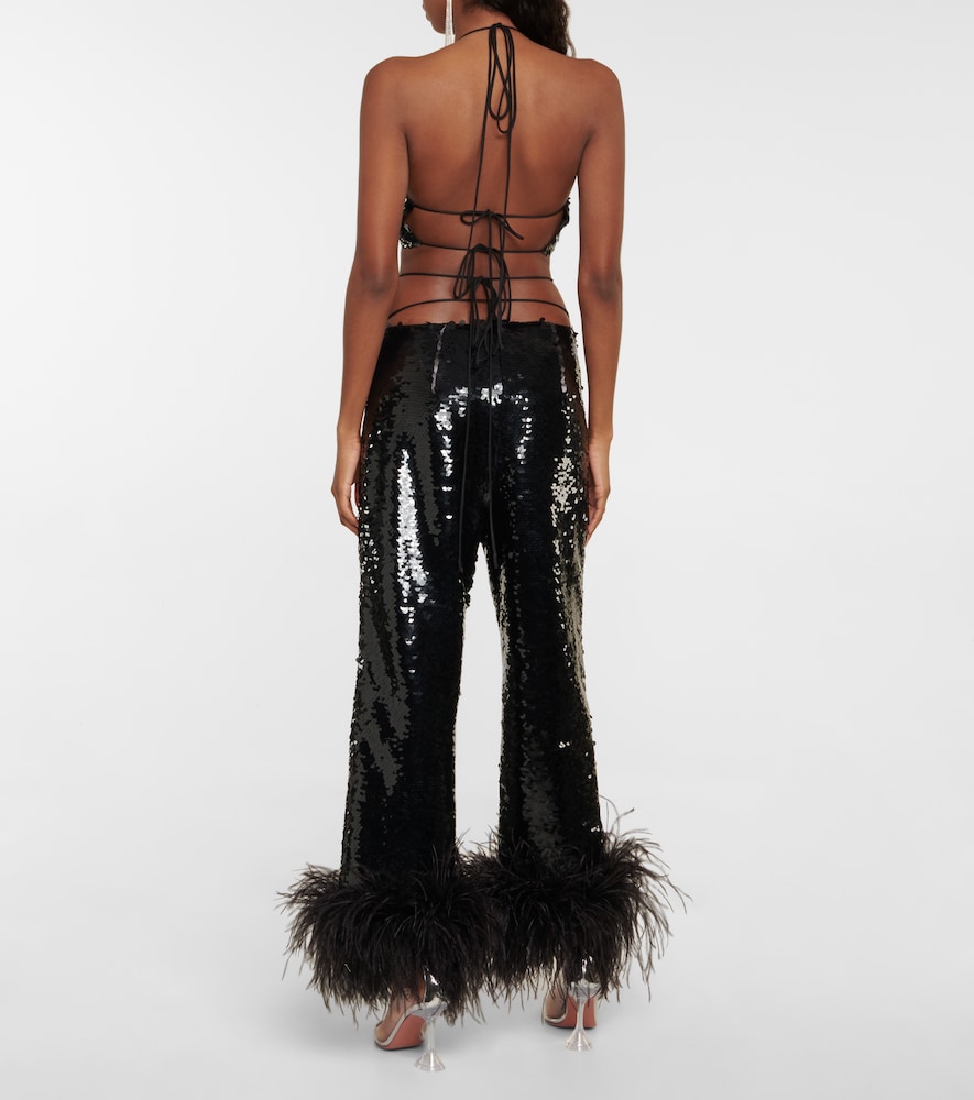 Sequined halterneck crop top