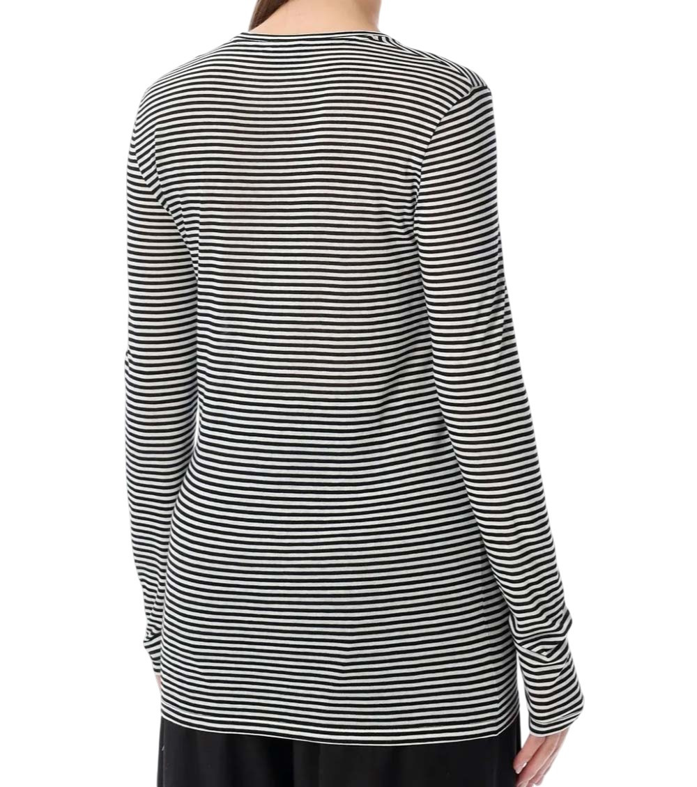 Black Crew Neck Stripes T-Shirt