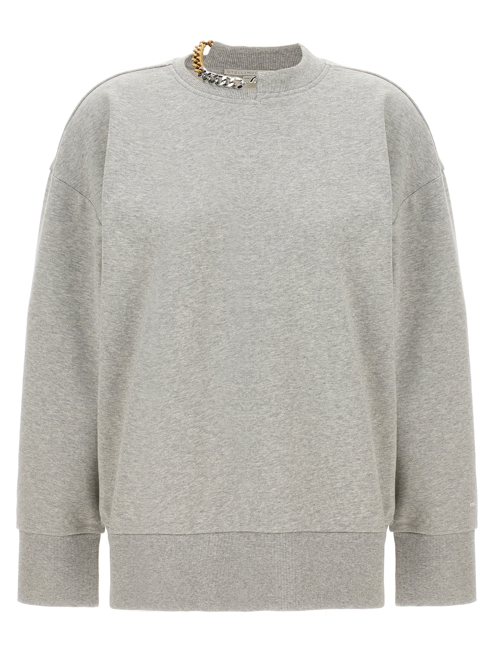 Chain-Detail Cotton Sweatshirt — Gray