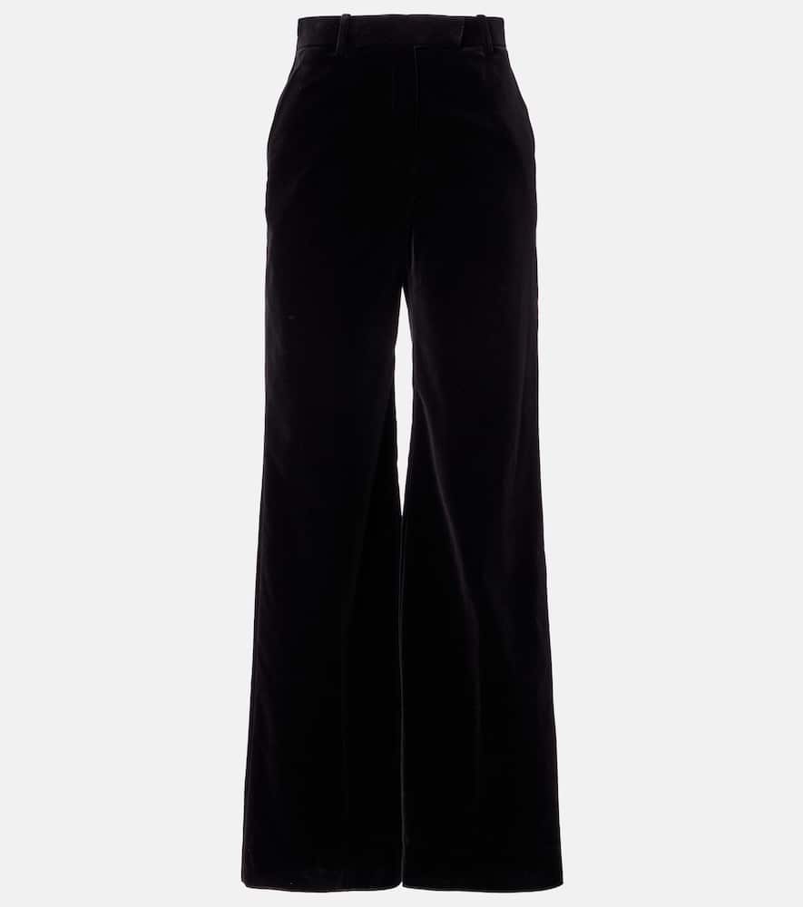 High-rise cotton velvet wide-leg pants