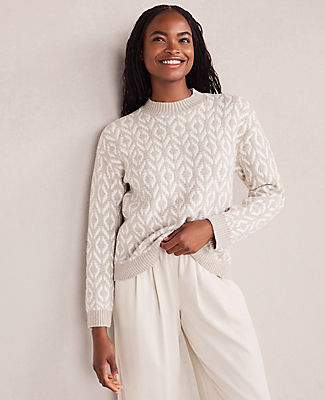 Ann Taylor Haven Well Within Organic Cotton Blend Diamond Stitch Sweater
