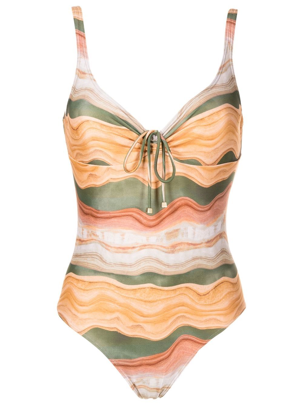 Rosa lace-up swimsuit - Brown