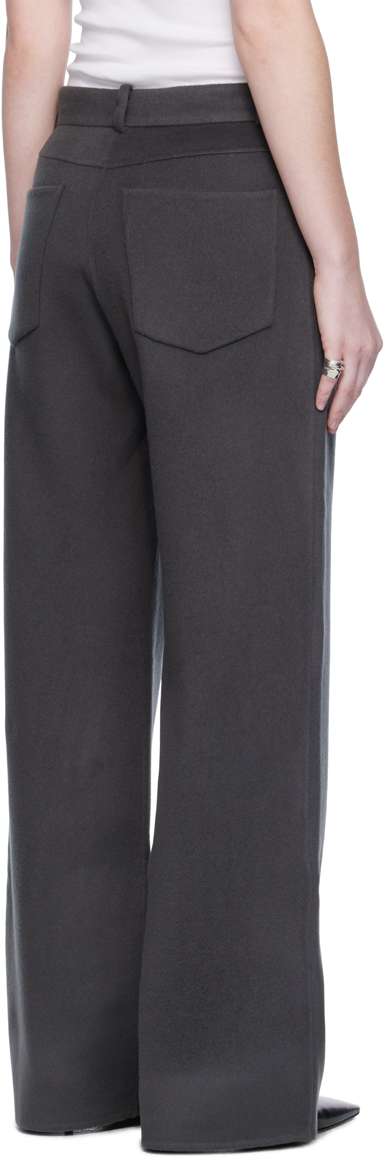 Gray Handmade Wool Cashmere Trousers