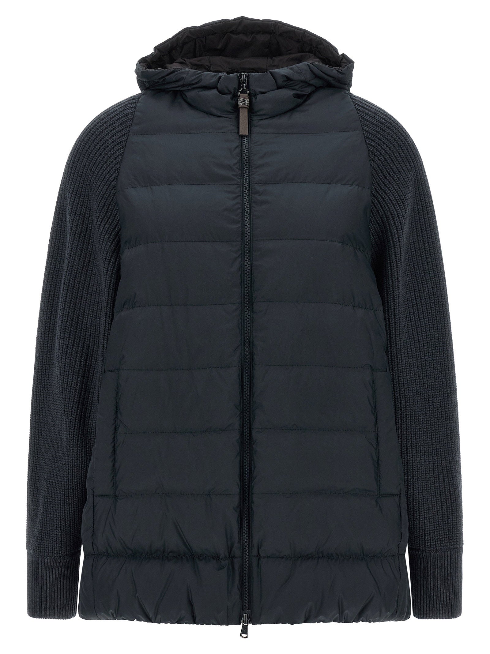 Shiny Zipper Pull Down Jacket