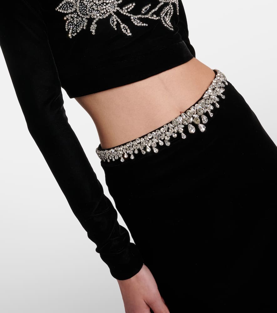 Embroidered crop top and maxi skirt