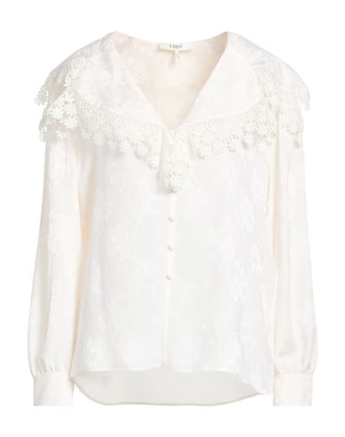 Chloé Woman Shirt Cream Size 8 Silk, Cotton, Polyester