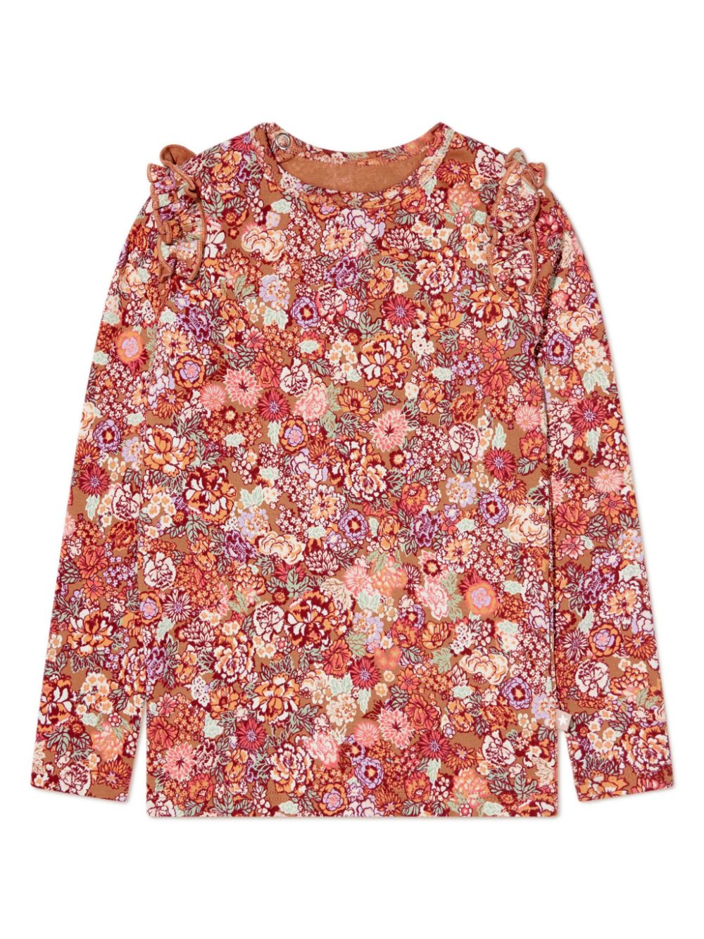 Floral-print ruffled T-shirt - Multicolour
