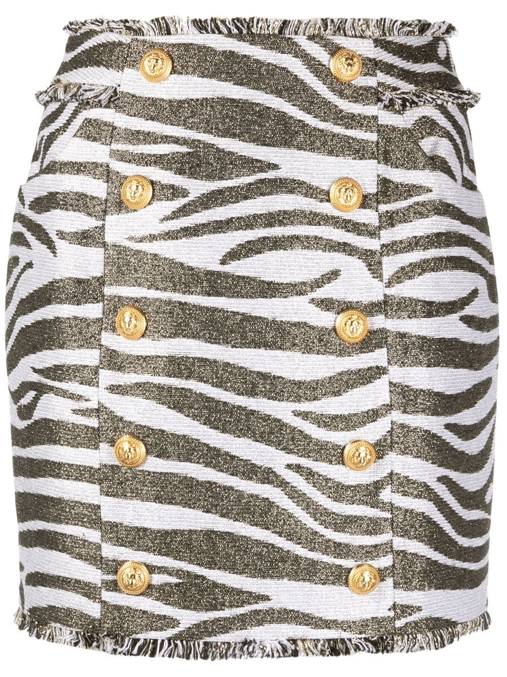 Zebra print high-waisted miniskirt - White