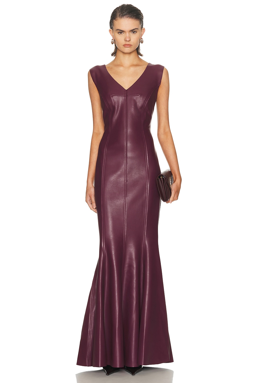 Norma Kamali Grace Fishtail Gown in Plum - Burgundy. L also in M